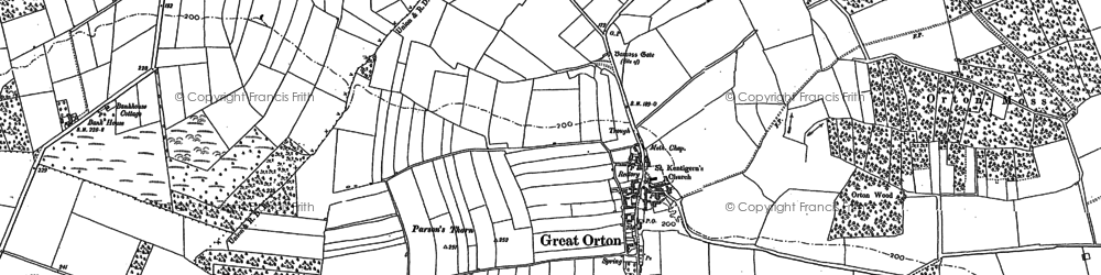 Old map of Great Orton in 1890