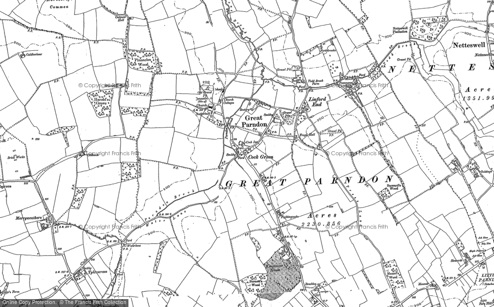 Old Map of Great Parndon, 1895 in 1895