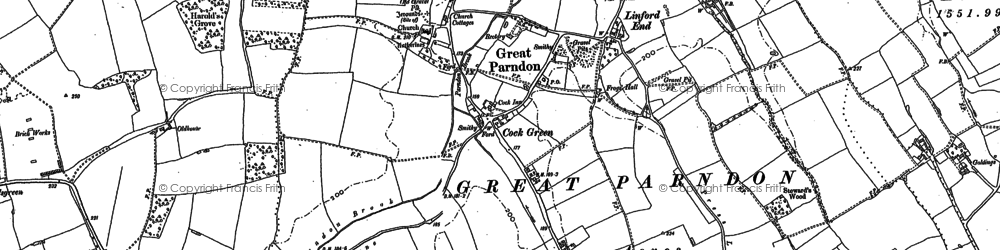 Old map of Great Parndon in 1895