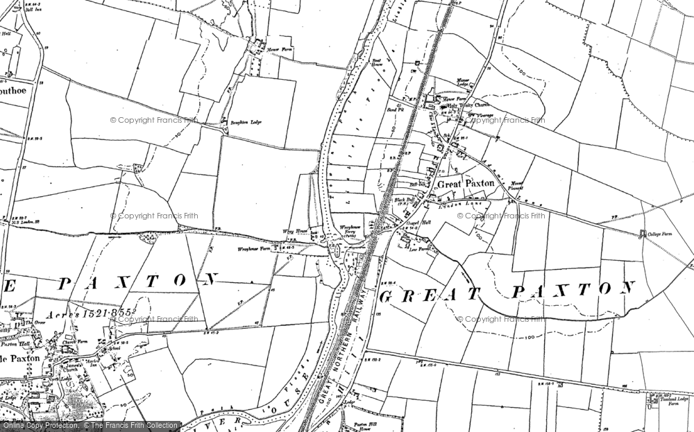 Old Map of Great Paxton, 1887 - 1900 in 1887