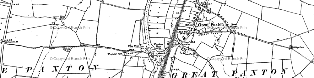 Old map of Great Paxton in 1887