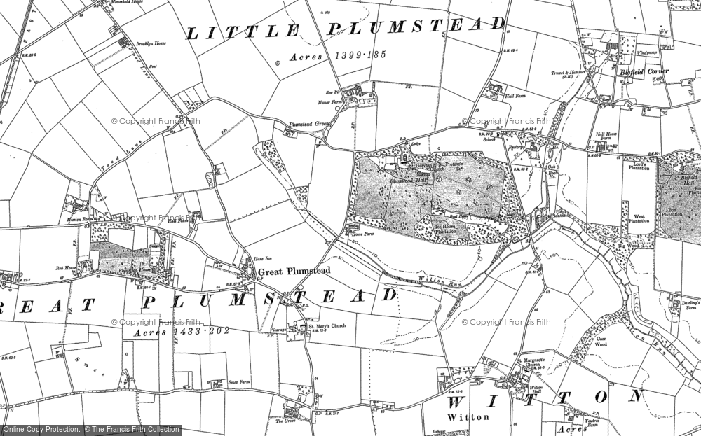 Old Map of Great Plumstead, 1881 in 1881