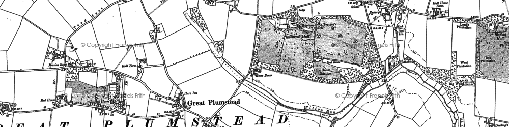 Old map of Great Plumstead in 1881
