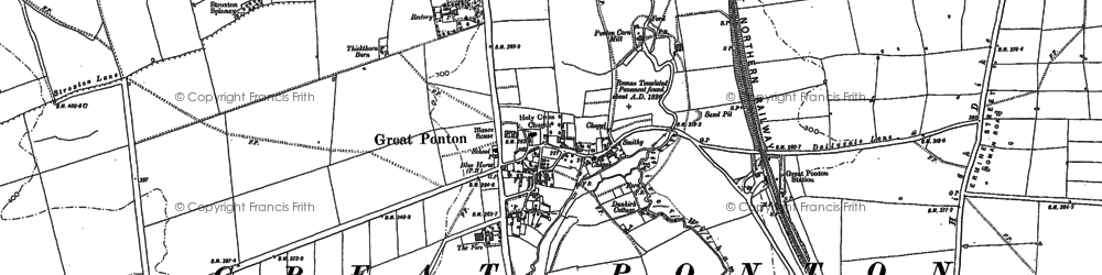 Old map of Great Ponton in 1887