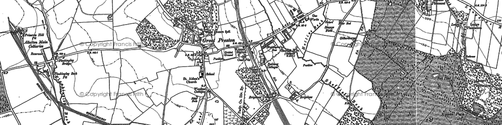 Old map of Great Preston in 1890