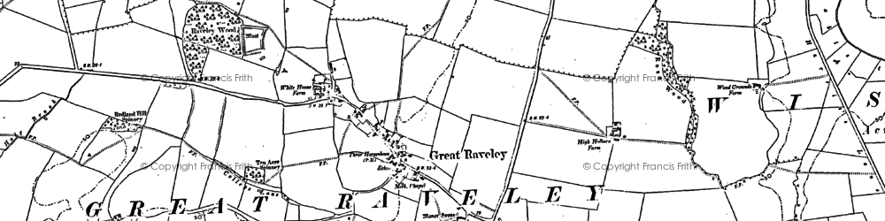 Old map of Great Raveley in 1887