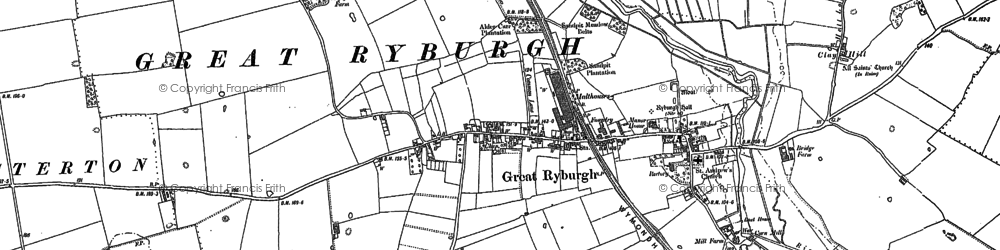 Old map of Great Ryburgh in 1885