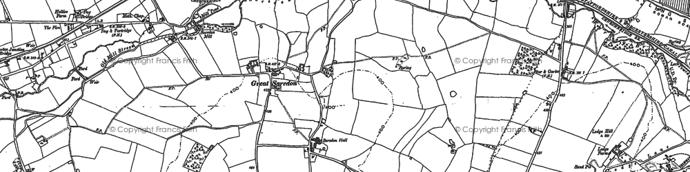 Old map of Great Saredon in 1883