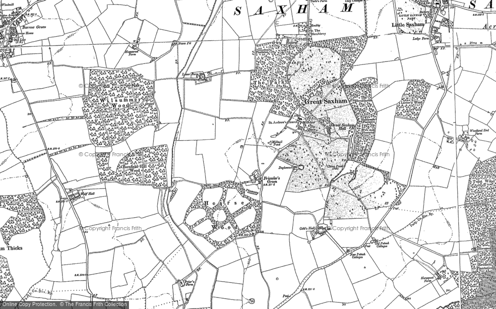 Old Map of Great Saxham, 1883 - 1884 in 1883