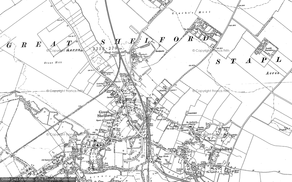 Old Map of Historic Map covering White Hill in 1885