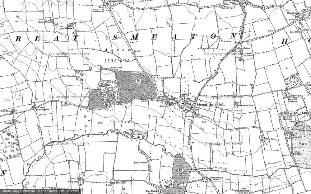 Old Map of Great Smeaton, 1892 - 1893 in 1892