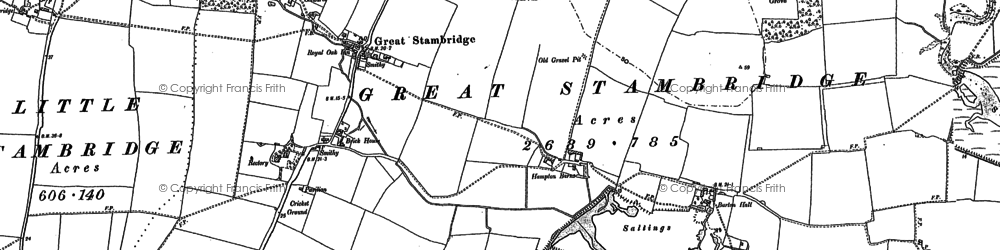 Old map of Great Stambridge in 1895