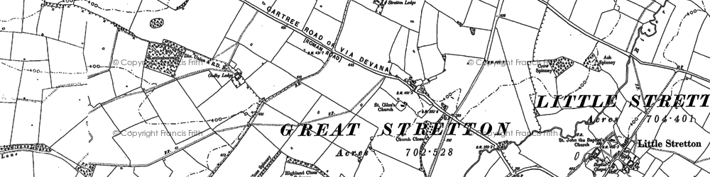 Old map of Great Stretton in 1885