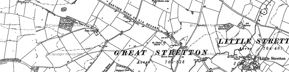 Old map of Stretton Hall (Hospl) in 1885