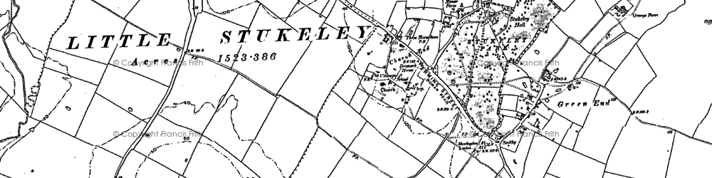 Old map of Great Stukeley in 1885