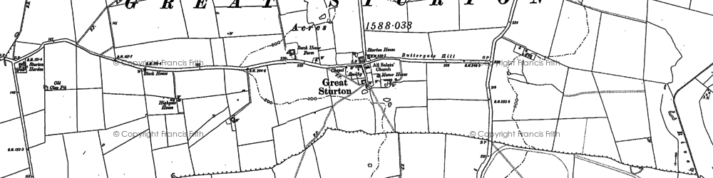 Old map of Great Sturton in 1886