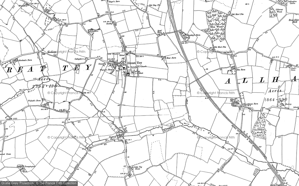 Old Map of Great Tey, 1896 in 1896