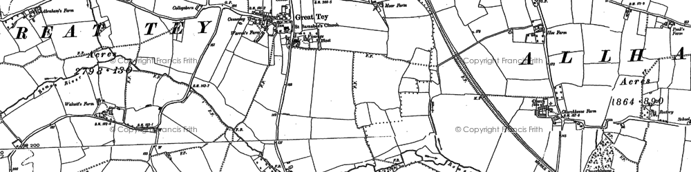 Old map of Great Tey in 1896
