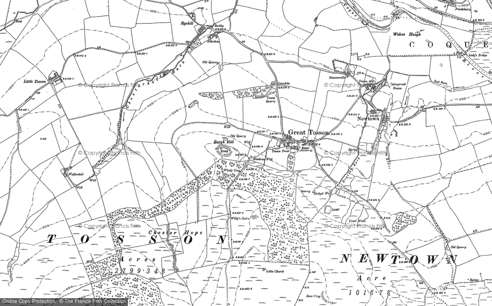 Old Map of Great Tosson, 1896 in 1896