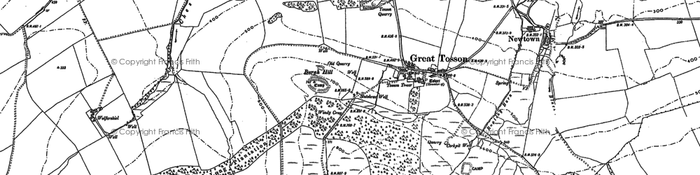 Old map of Simonside Hills in 1896