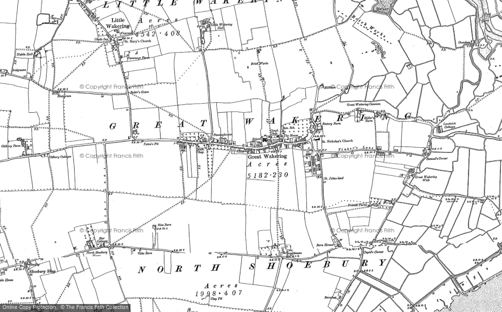 Old Map of Great Wakering, 1895 - 1896 in 1895