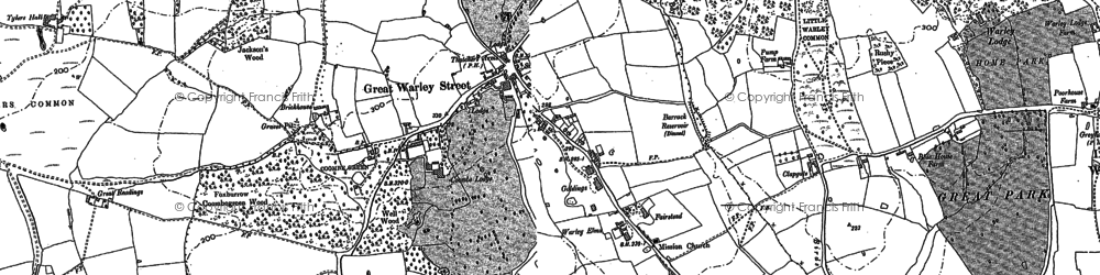 Old map of Great Warley in 1895