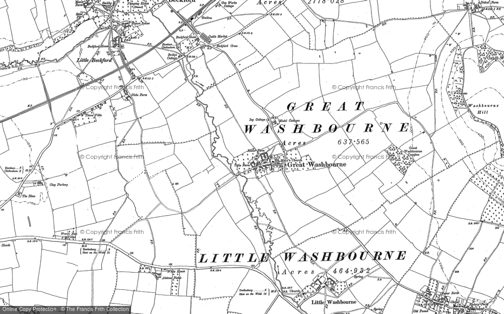Old Map of Great Washbourne, 1898 - 1910 in 1898