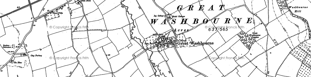 Old map of Great Washbourne in 1898