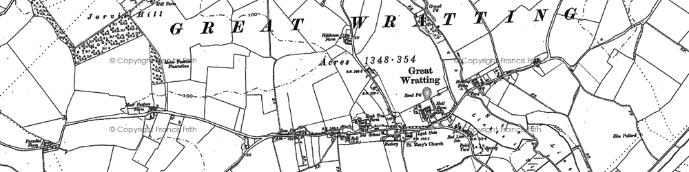 Old map of Great Wratting in 1902