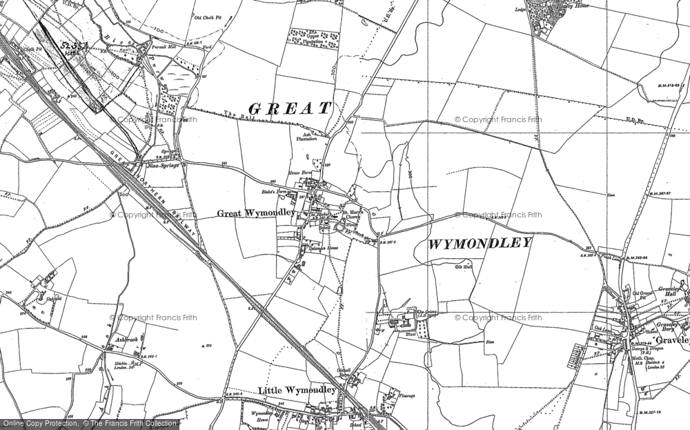 Old Map of Historic Map covering Purwell in 1896