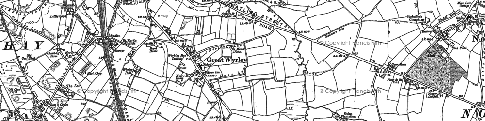 Old map of Great Wyrley in 1883