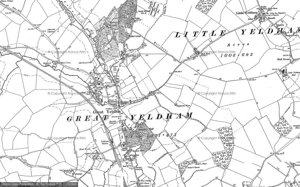 Old Map of Great Yeldham, 1896 in 1896