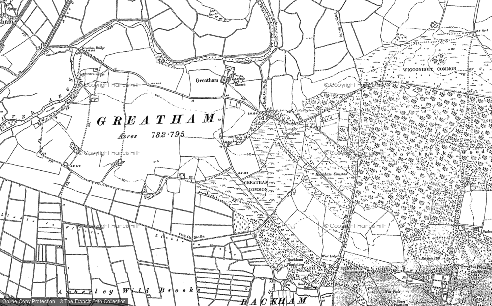 Old Map of Historic Map covering Wiggonholt Common in 1896