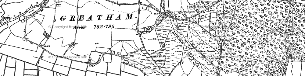 Old map of Greatham in 1896