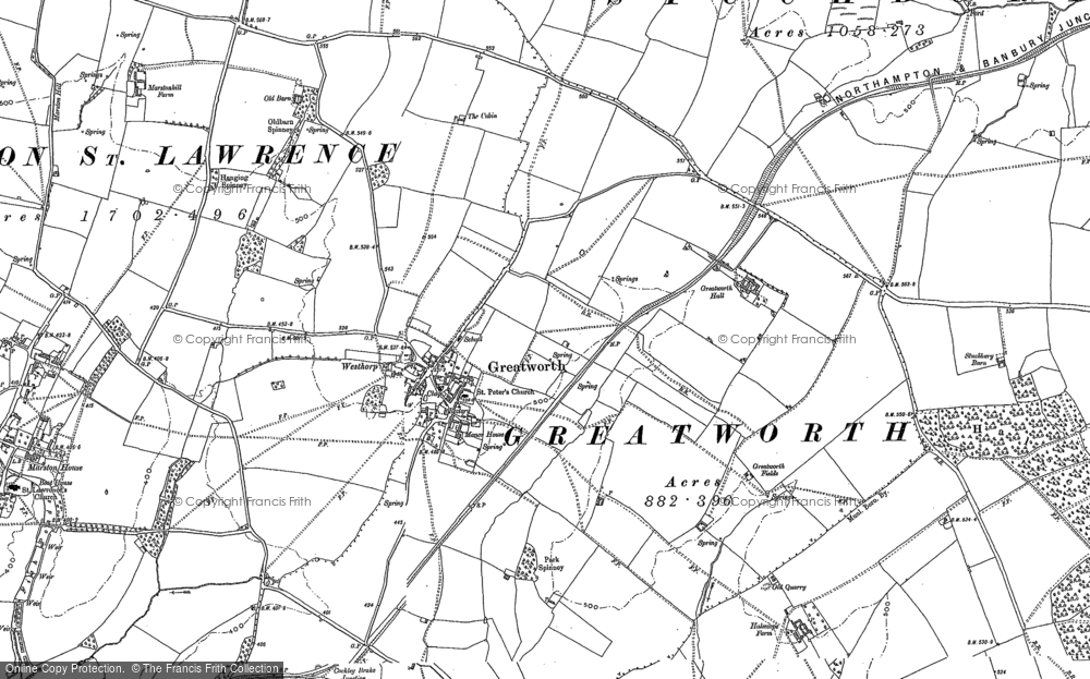Old Map of Greatworth, 1883 - 1899 in 1883