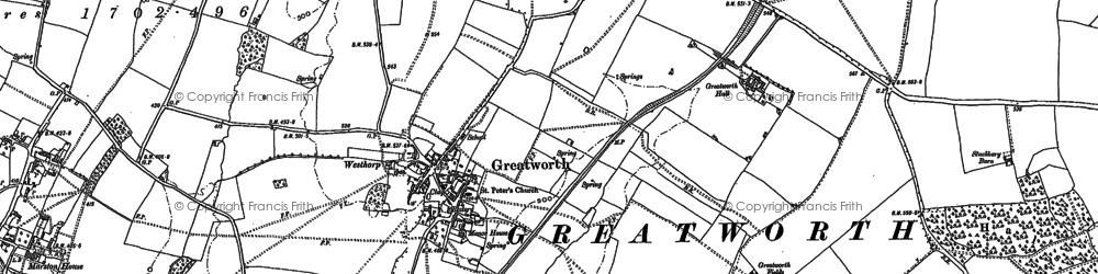 Old map of Greatworth in 1883