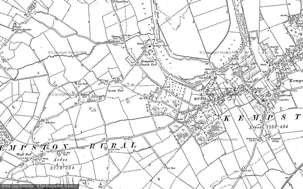 Old Map of Historic Map covering Kempston Church End in 1882