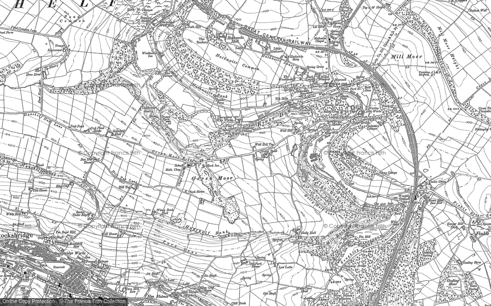 Old Map of Green Moor, 1891 in 1891
