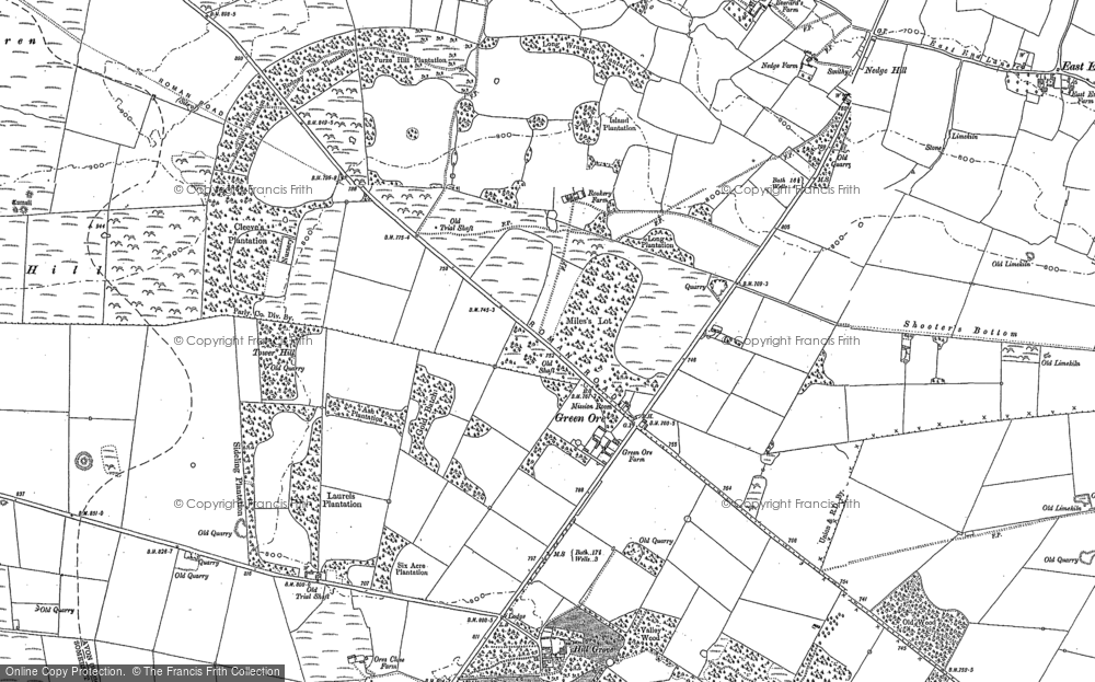 Old Map of Historic Map covering Nedge Hill in 1884