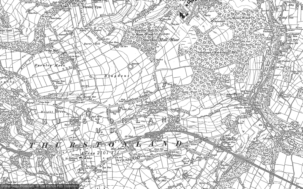 Old Map of Historic Map covering Thunder Bridge in 1905