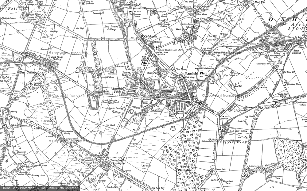 Old Map of Greencroft, 1895 - 1916 in 1895