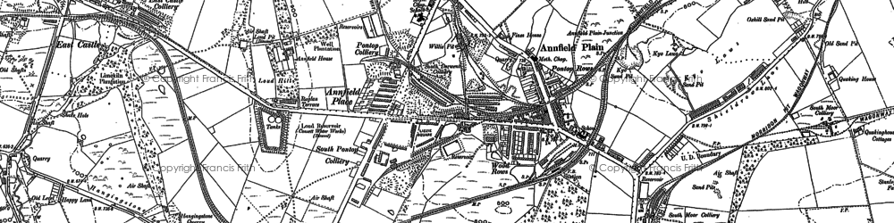 Old map of Greencroft in 1895