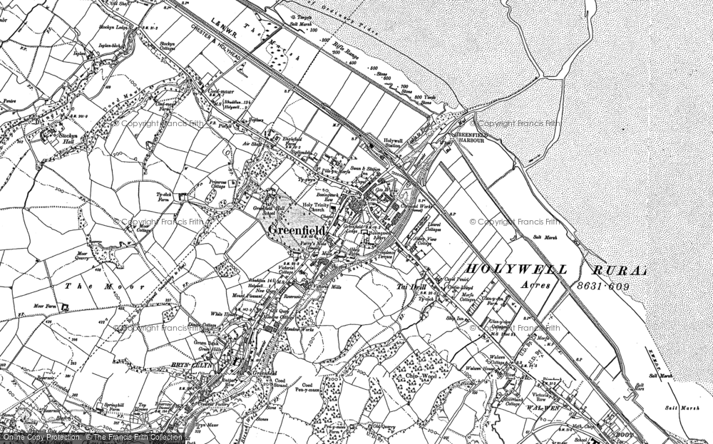 Old Map of Historic Map covering Basingwerk Abbey in 1910