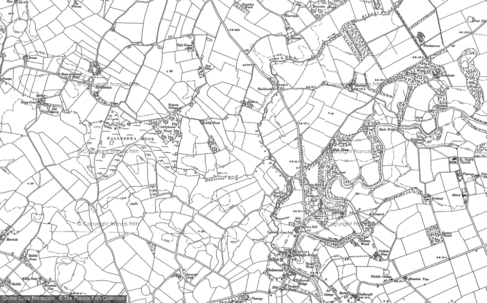 Old Map of Historic Map covering Burnt Moor in 1898
