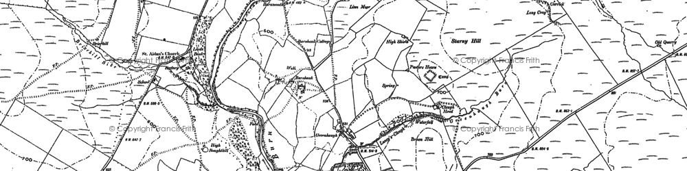 Old map of Tarset Burn in 1896