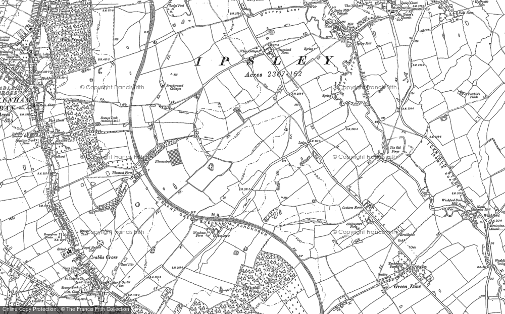 Old Map of Historic Map covering Green Lane in 1886