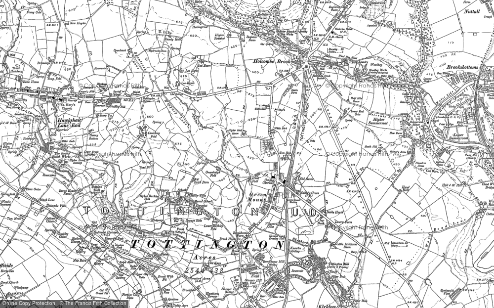 Old Map of Historic Map covering Holcombe Brook in 1891