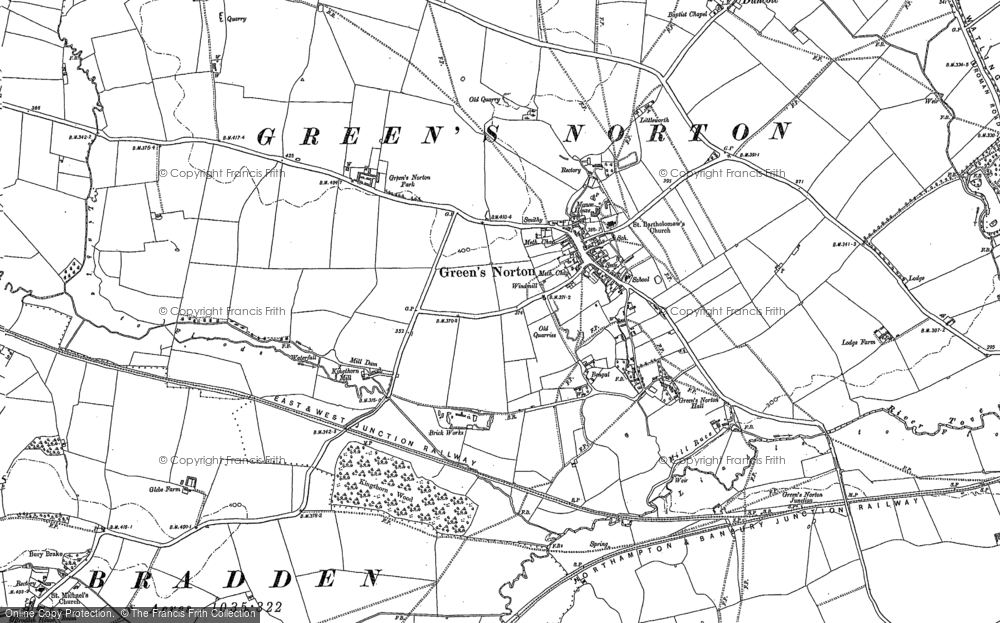 Old Map of Greens Norton, 1883 in 1883