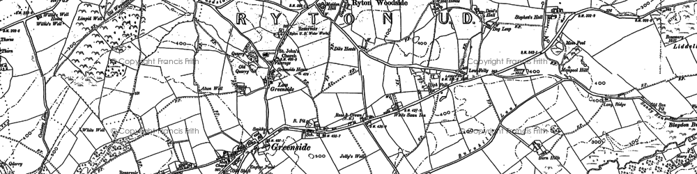 Old map of Greenside in 1914