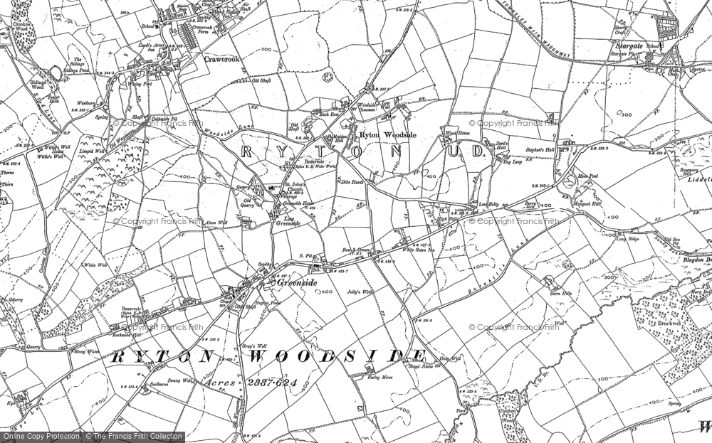 Old Map of Historic Map covering Ryton Woodside in 1914